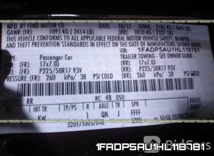 1FADP5AU1HL118781 фото 10