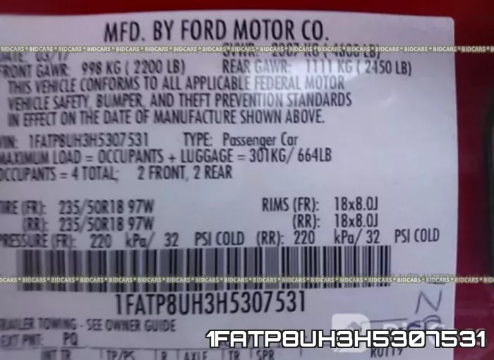 1FATP8UH3H5307531 фото 10