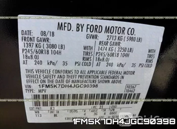 1FM5K7DH4JGC90398 фото 10
