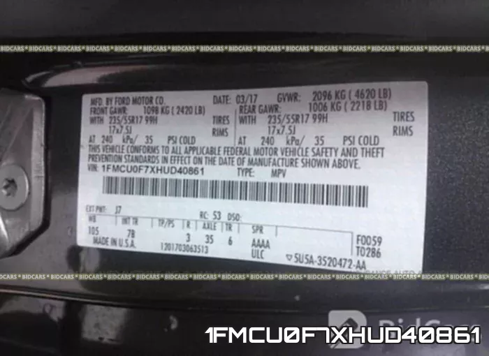 1FMCU0F7XHUD40861 фото 10
