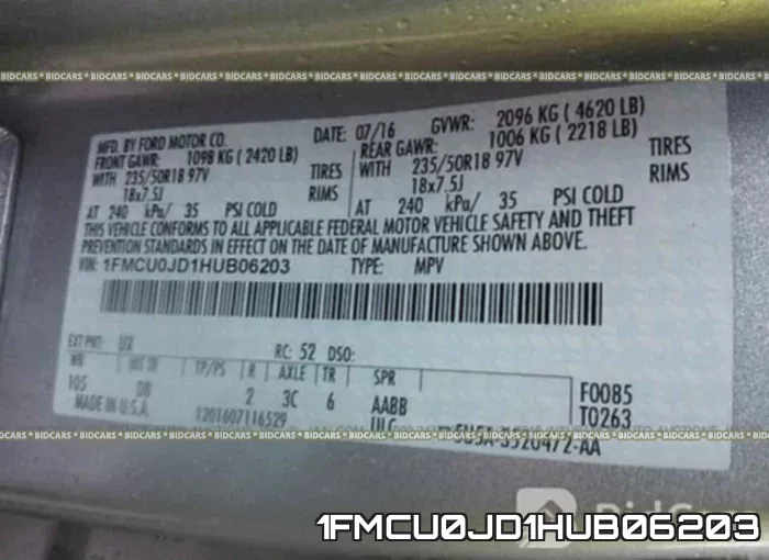 1FMCU0JD1HUB06203 фото 10