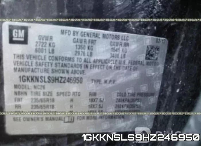 1GKKNSLS9HZ246950 фото 10
