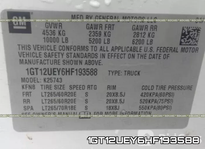 1GT12UEY6HF193588 фото 10