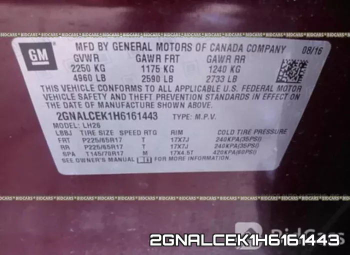 2GNALCEK1H6161443 фото 10