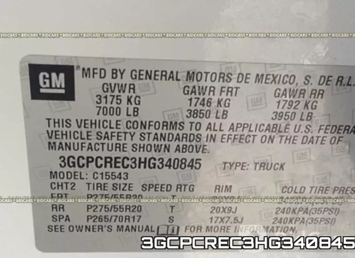 3GCPCREC3HG340845 фото 10