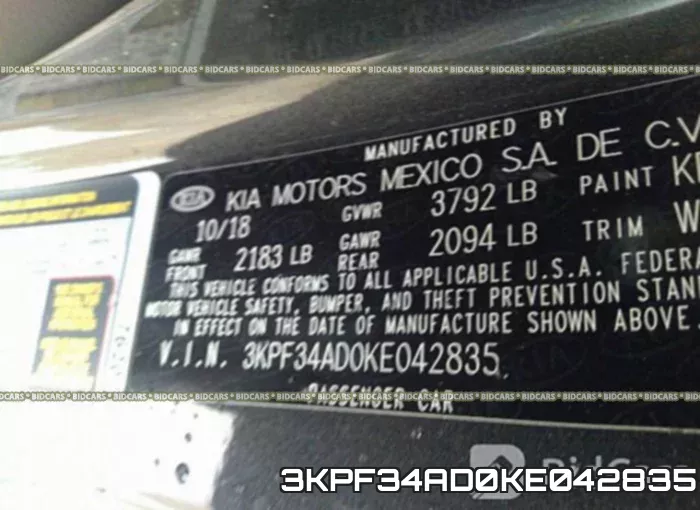 3KPF34AD0KE042835 фото 10