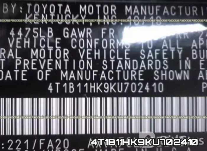 4T1B11HK9KU702410 фото 10