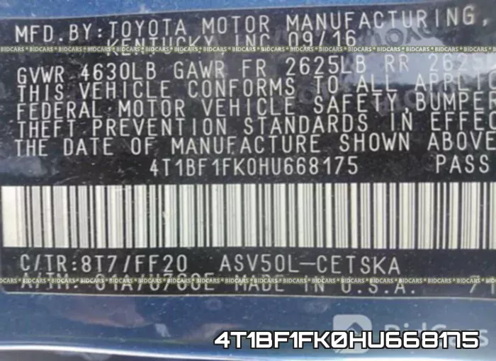 4T1BF1FK0HU668175 фото 10