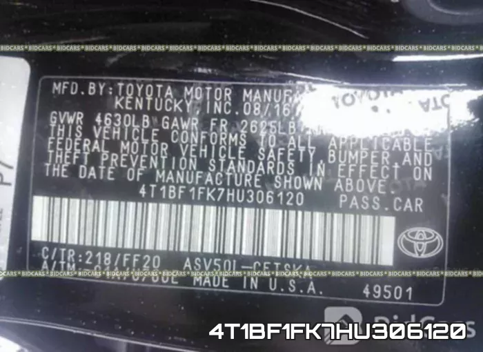 4T1BF1FK7HU306120 фото 10