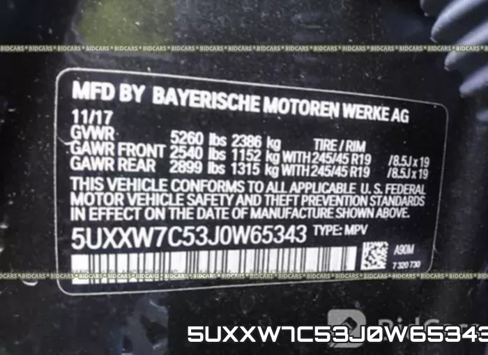 5UXXW7C53J0W65343 фото 10