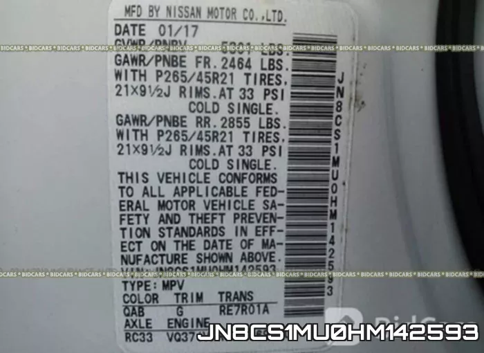 JN8CS1MU0HM142593 фото 10