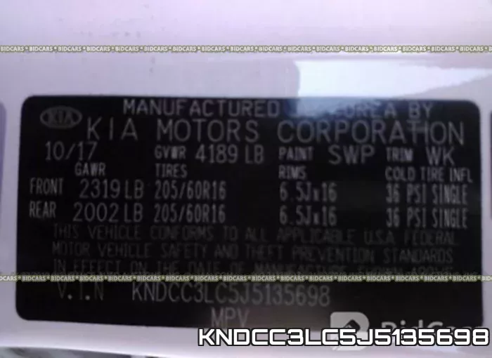 KNDCC3LC5J5135698 фото 10