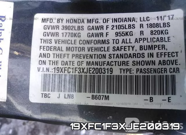 19XFC1F3XJE200319 фото 10
