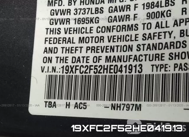 19XFC2F52HE041913 фото 10