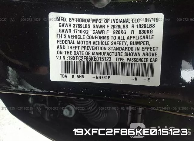 19XFC2F86KE015123 фото 10