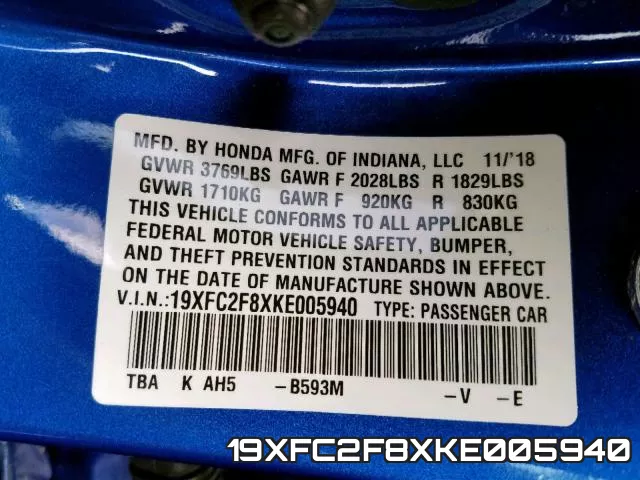 19XFC2F8XKE005940 фото 2