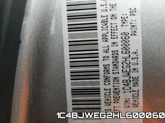 1C4BJWEG2HL600060 фото 2