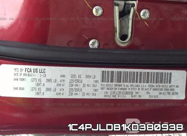 1C4PJLDB1KD380938 фото 10
