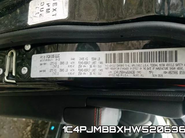 1C4PJMBBXHW520636 фото 2