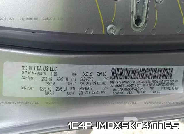 1C4PJMDX5KD417765 фото 10