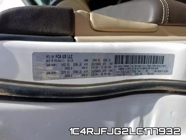 1C4RJFJG2LC177932 фото 2