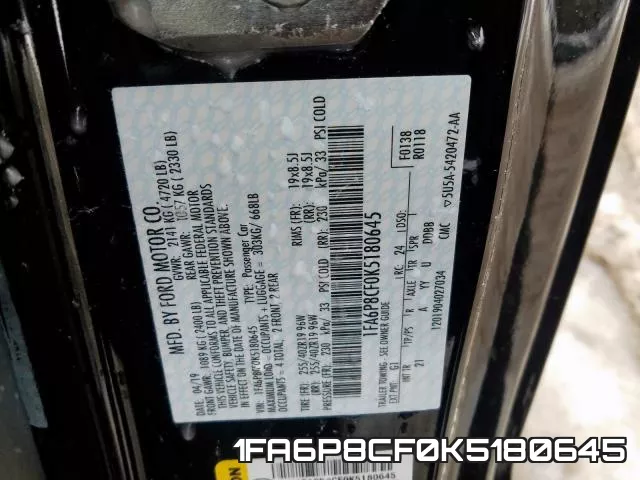 1FA6P8CF0K5180645 фото 2