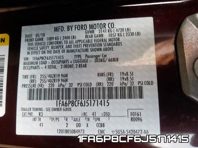 1FA6P8CF6J5171415 фото 2