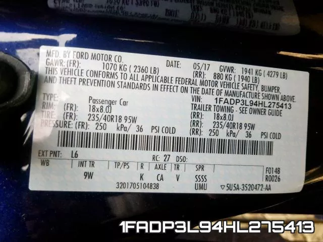 1FADP3L94HL275413 фото 2