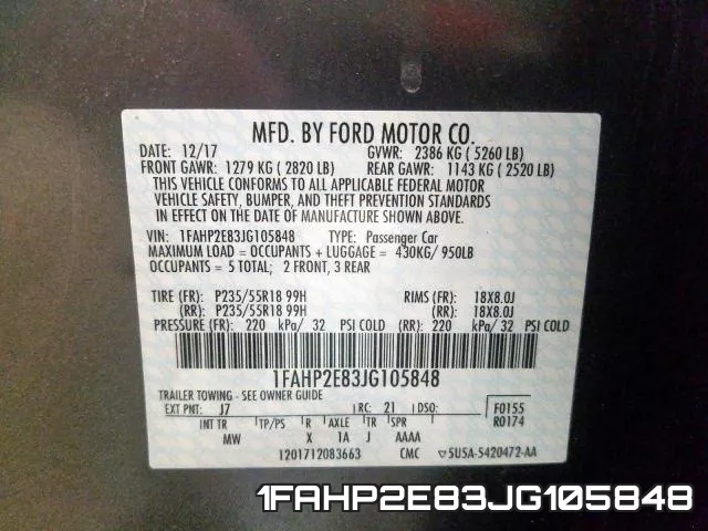 1FAHP2E83JG105848 фото 2
