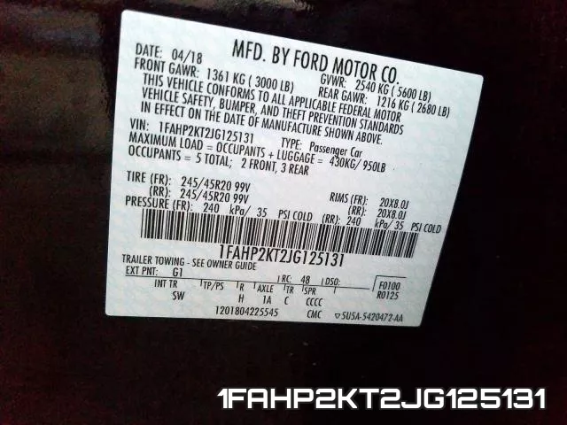 1FAHP2KT2JG125131 фото 2