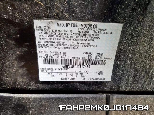 1FAHP2MK0JG117484 фото 2