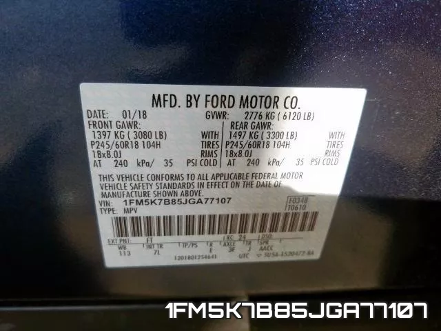 1FM5K7B85JGA77107 фото 2