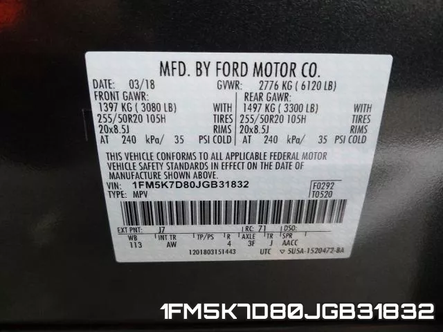 1FM5K7D80JGB31832 фото 2