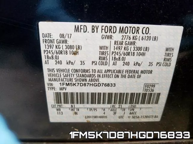 1FM5K7D87HGD76833 фото 2
