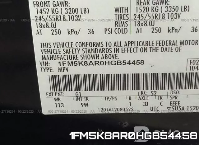 1FM5K8AR0HGB54458 фото 10
