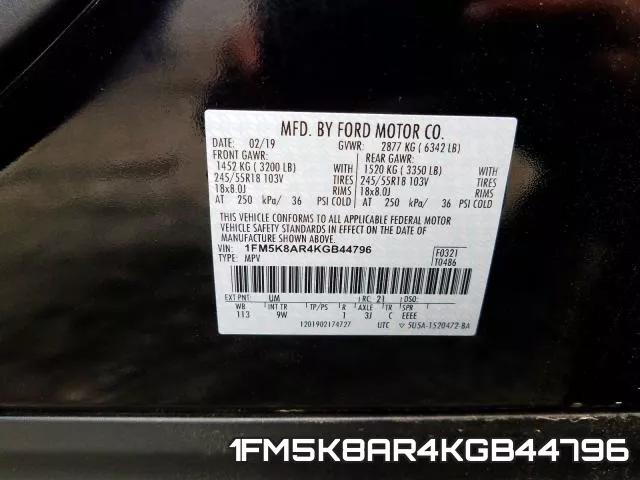 1FM5K8AR4KGB44796 фото 2