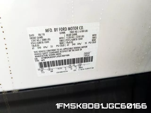 1FM5K8D81JGC60166 фото 2