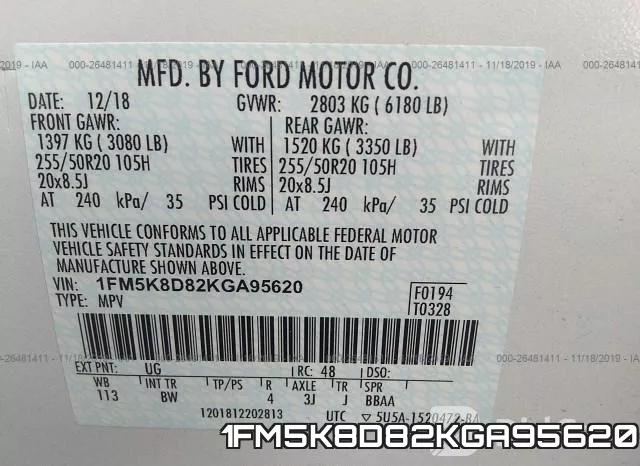 1FM5K8D82KGA95620 фото 10