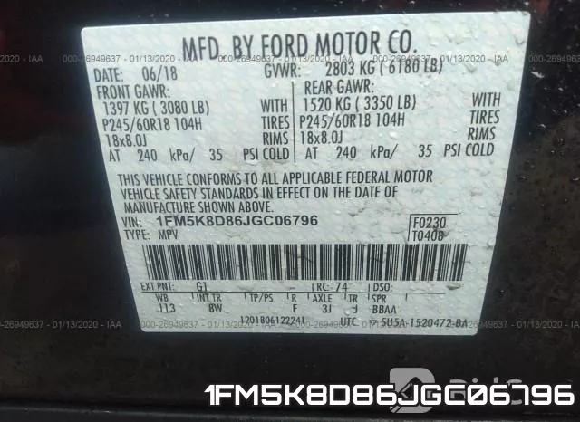1FM5K8D86JGC06796 фото 10