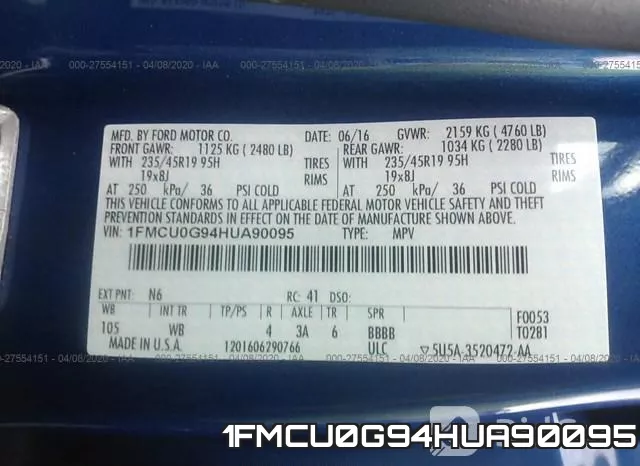 1FMCU0G94HUA90095 фото 10
