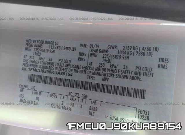 1FMCU0J90KUA89154 фото 10