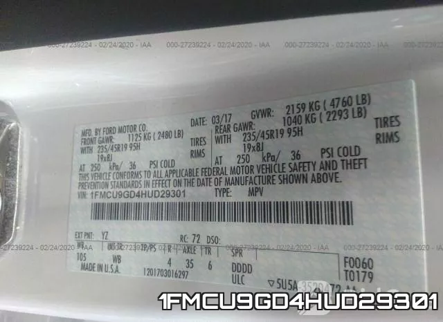 1FMCU9GD4HUD29301 фото 10