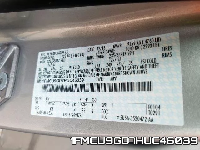 1FMCU9GD7HUC46039 фото 2