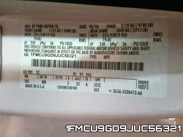 1FMCU9GD9JUC56321 фото 2