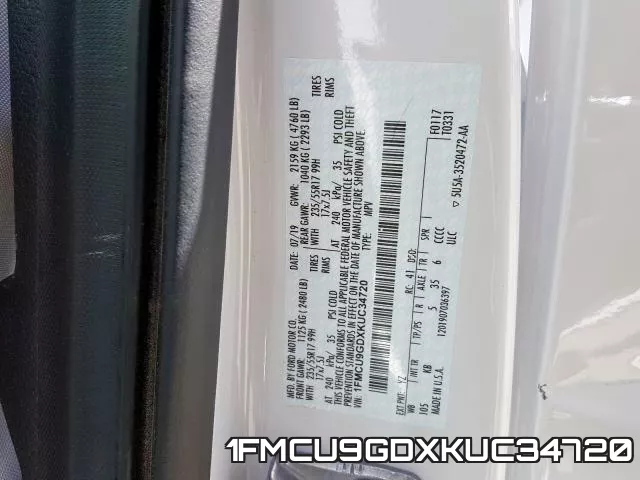 1FMCU9GDXKUC34720 фото 2