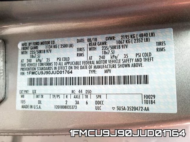 1FMCU9J90JUD01764 фото 2