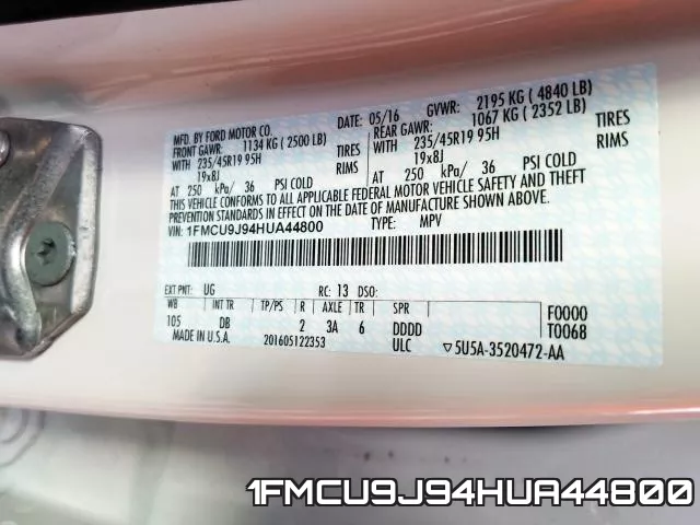 1FMCU9J94HUA44800 фото 2