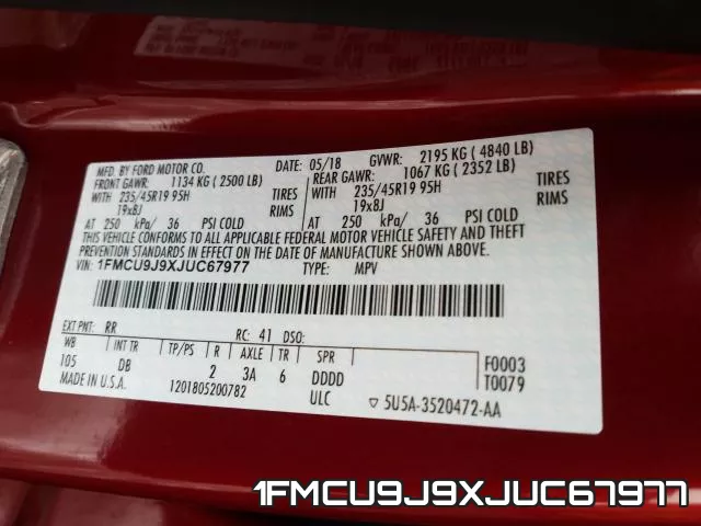 1FMCU9J9XJUC67977 фото 2