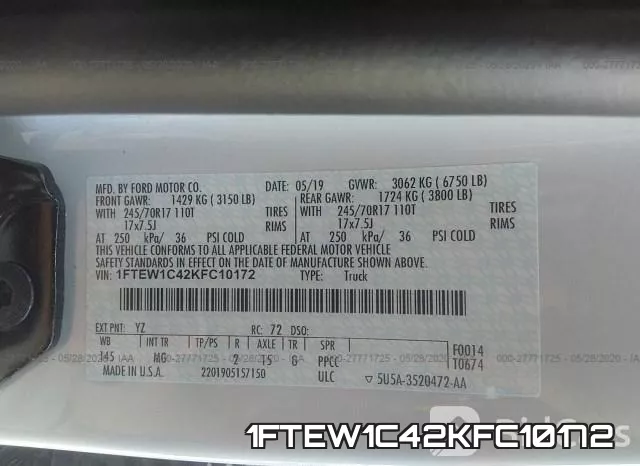 1FTEW1C42KFC10172 фото 10