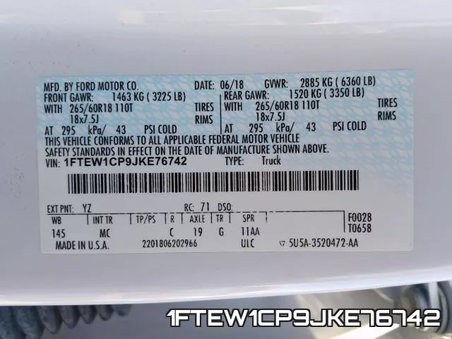 1FTEW1CP9JKE76742 фото 2
